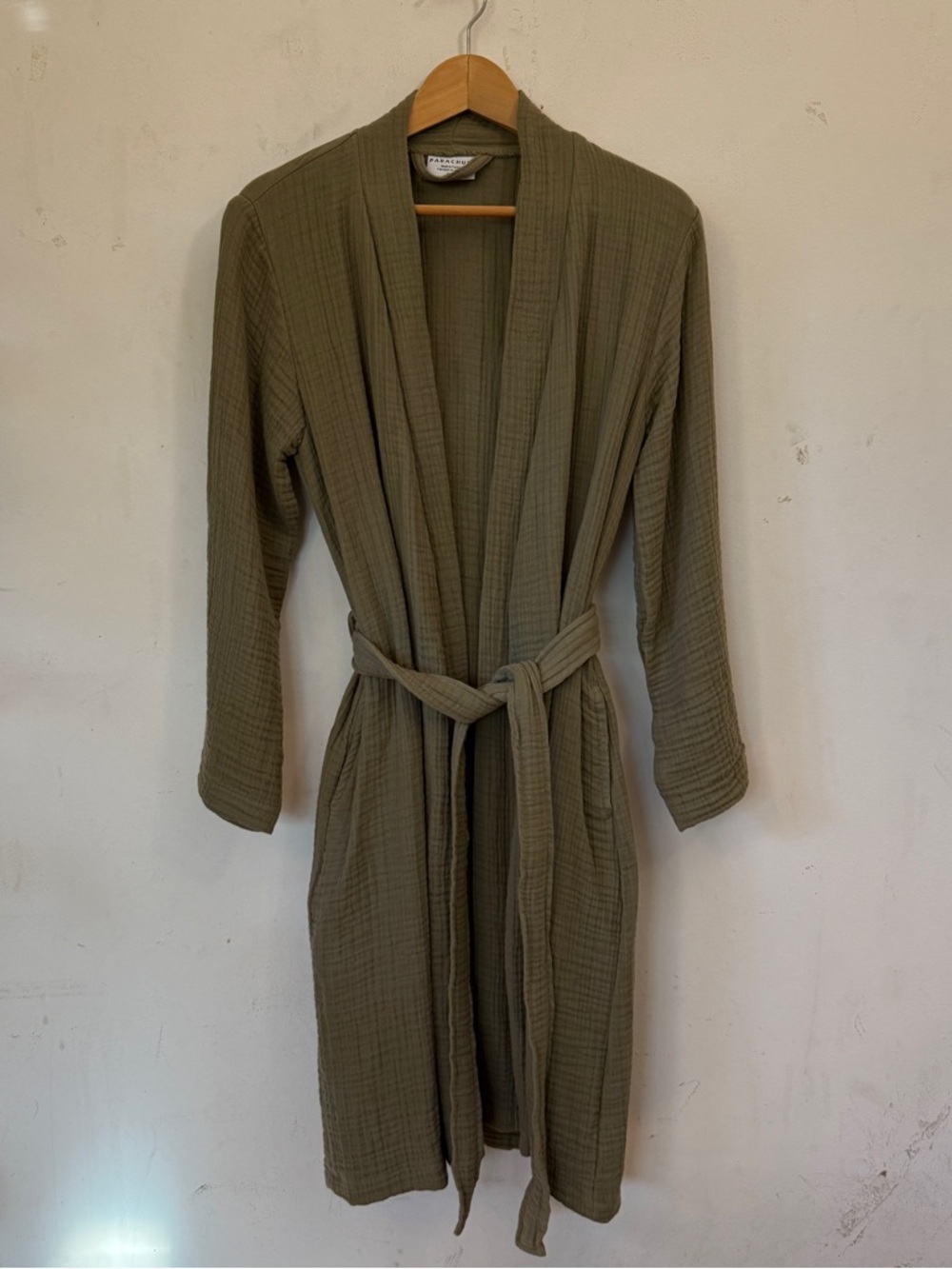 Parachute Home Cotton Robe in Olive Green XS